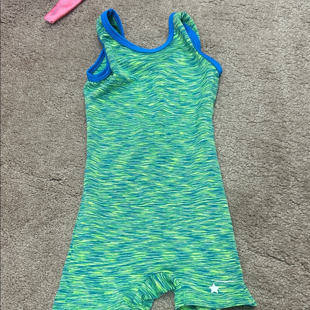 Girls Green & Blue Space-Dye Active leotard bin d d17